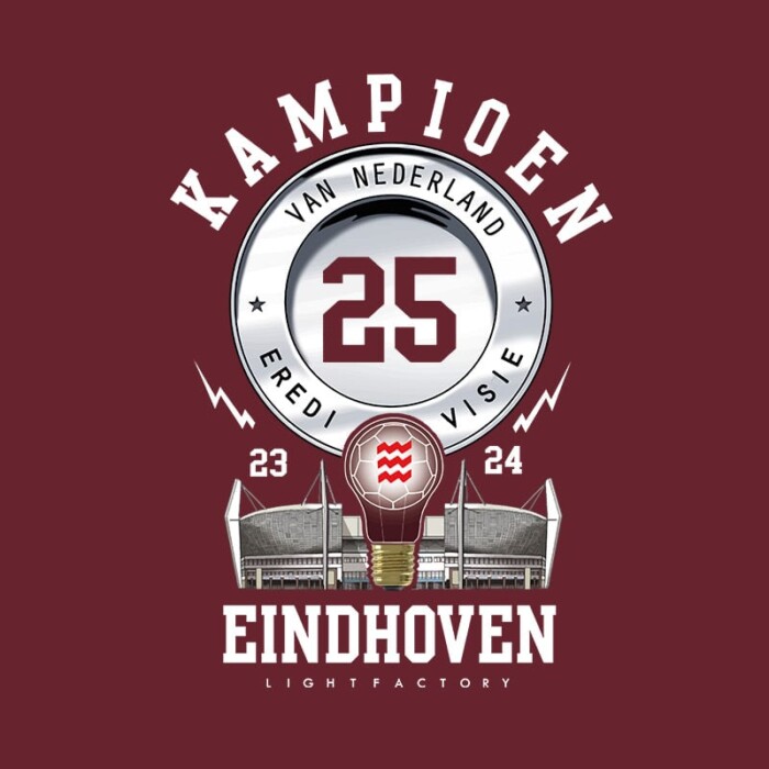 T-Shirt Heren Eindhoven Kampioen 2023-2024 Lichtstadkunst
