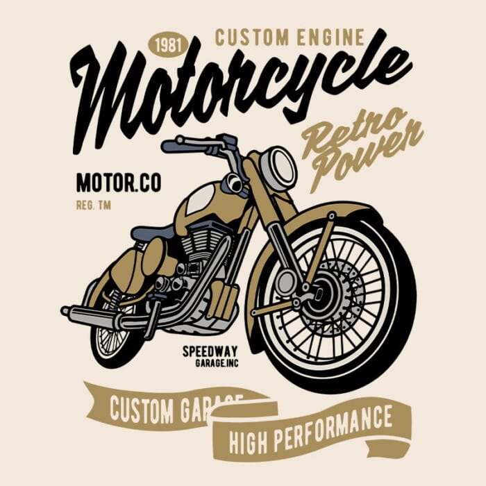 T-shirt Heren Retro Power Motorcycle