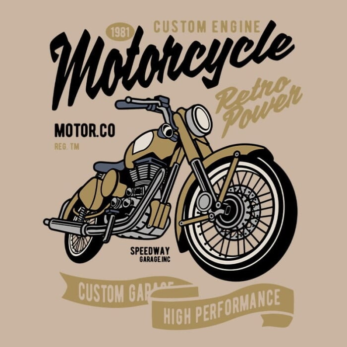 T-shirt Heren Retro Power Motorcycle