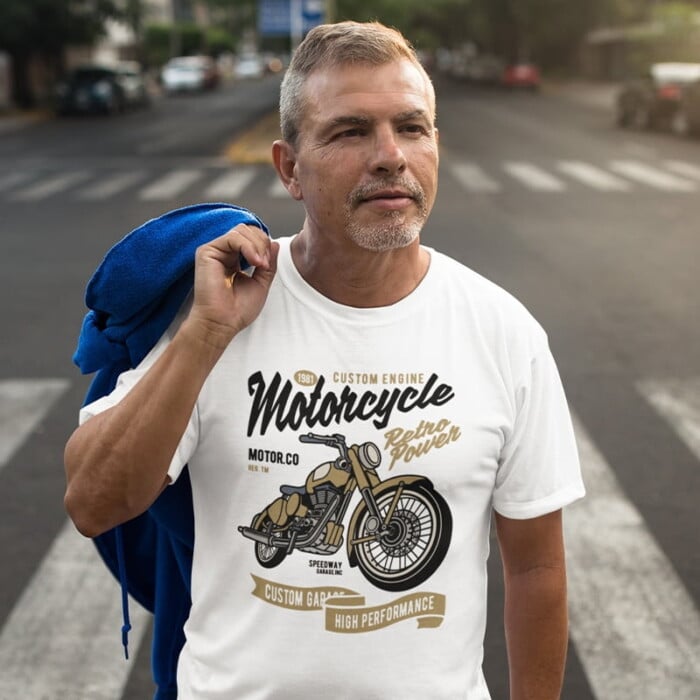 T-shirt Heren Retro Power Motorcycle