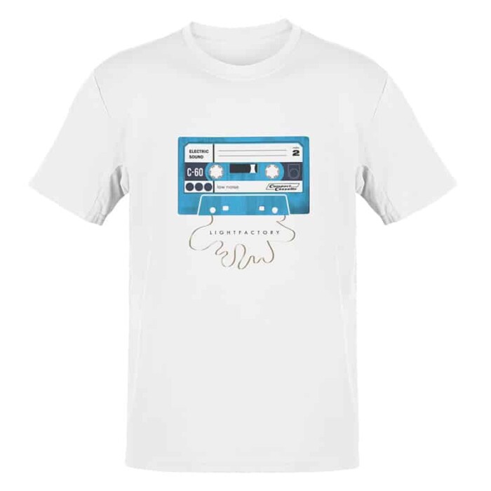 T-Shirt Heren Cassette Audio Tape Lichtstadkunst