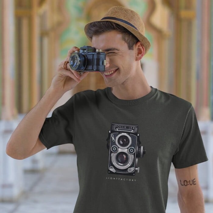 T-Shirt Heren Folierex camera Lichtstadkunst