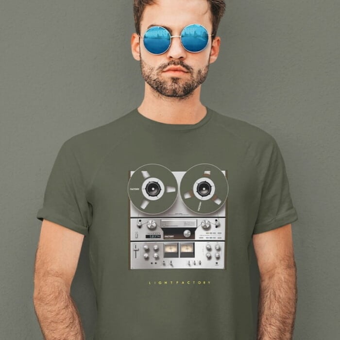 T-Shirt Heren Tape recorder factory Lichtstadkunst