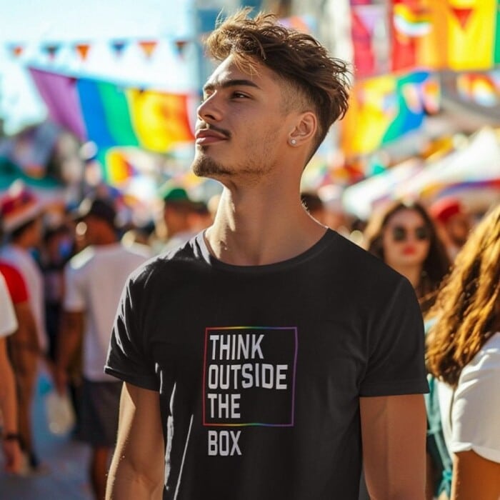 T-shirt Heren Think Outside The Box - Rainbow