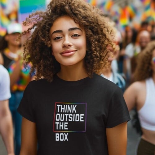 T-shirt Dames Think Outside The Box Rainbow