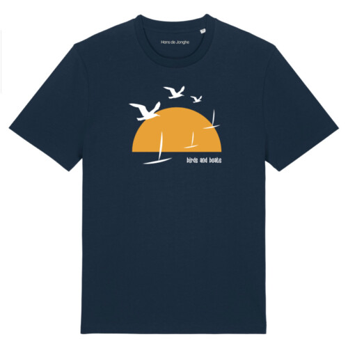 T-Shirt Heren Bird and Boats by Hans de Jonghe