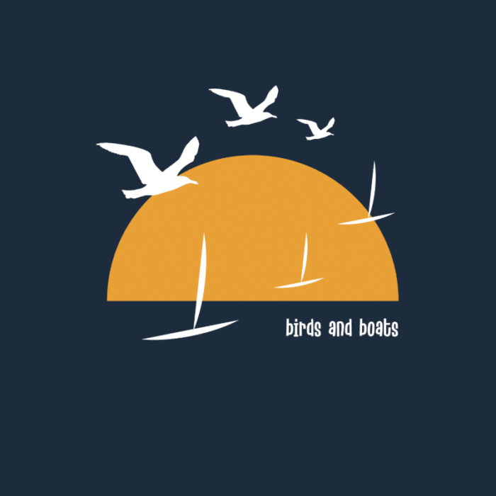 T-Shirt Heren Bird and Boats by Hans de Jonghe