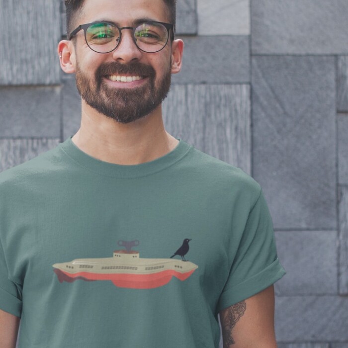 T-Shirt Heren Submarine Blackbird by Hans de Jonghe