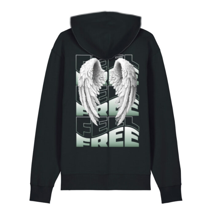 Hoodie Feel Free black-Green