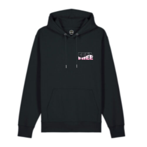 Hoodie Feel Free black-Pink