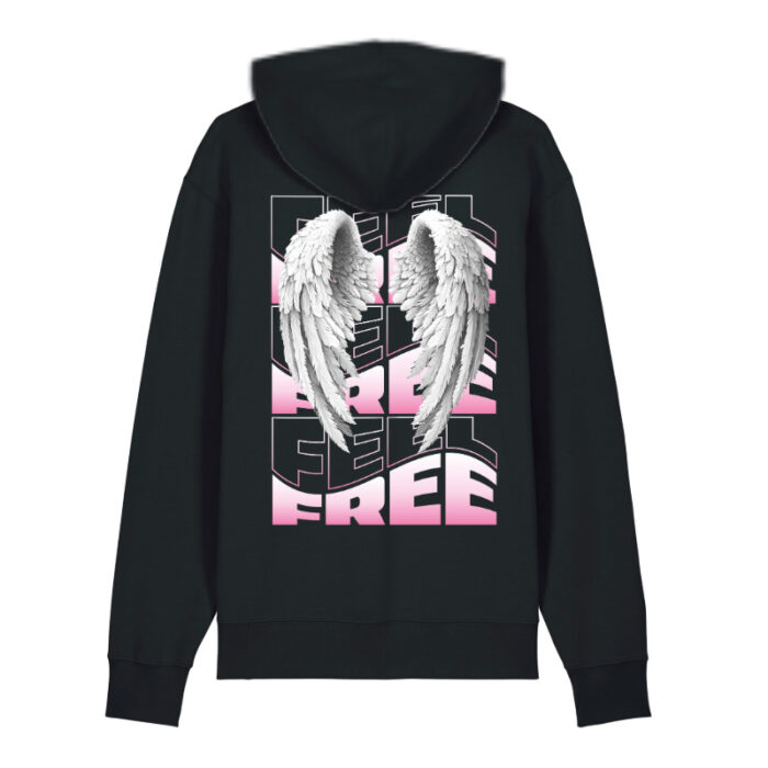 Hoodie Feel Free black-Pink