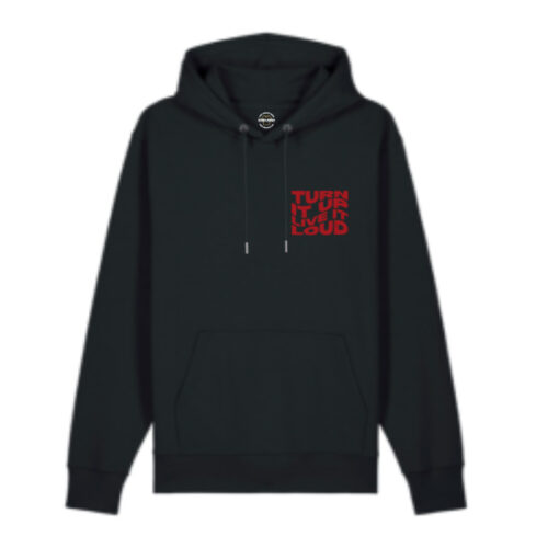 Hoodie Turn it up Live it loud Black-Red