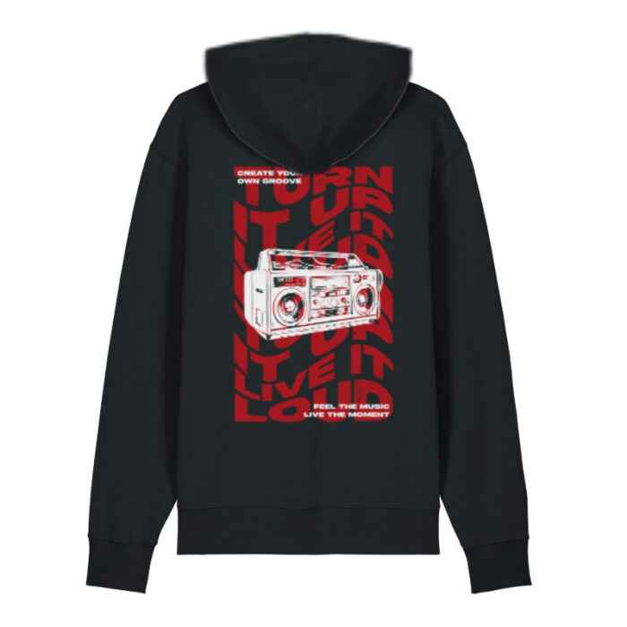 Hoodie Turn it up Live it loud Black-Red