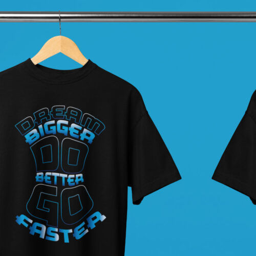 Oversized T-shirt Dream Big Black-Blue