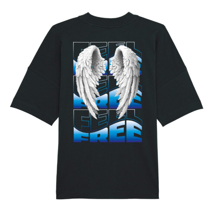 Oversized T-shirt Feel Free Black-Blue