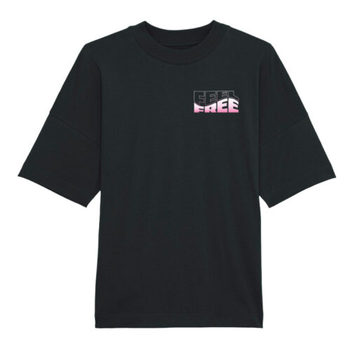 Oversized T-shirt Feel Free Black-Pink