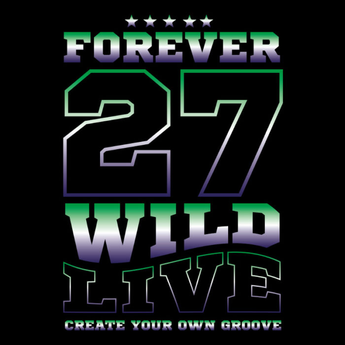 Oversized T-shirt Forever 27 Black-Green