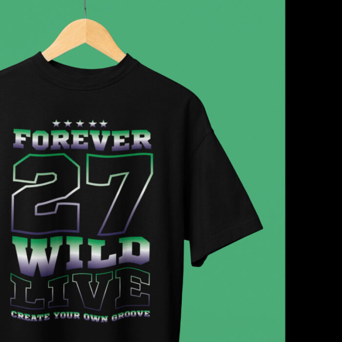 Oversized T-shirt Forever 27 Black-Green