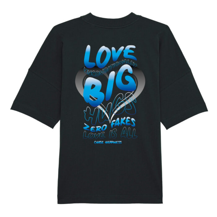 Oversized T-shirt Love Unconditionally Black-Blue