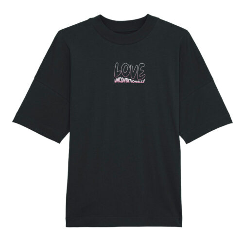 Oversized T-shirt Love Unconditionally Black-Pink