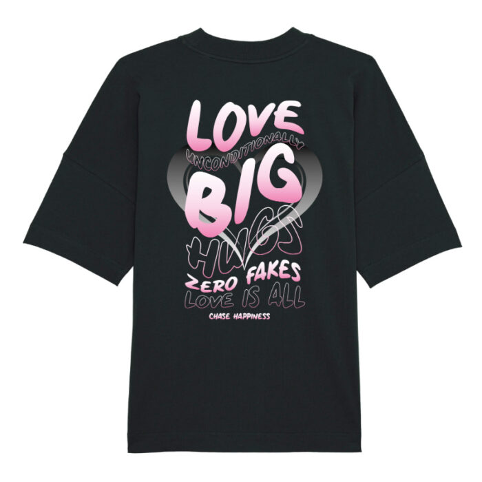 Oversized T-shirt Love Unconditionally Black-Pink