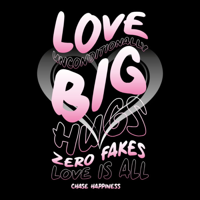 Oversized T-shirt Love Unconditionally Black-Pink