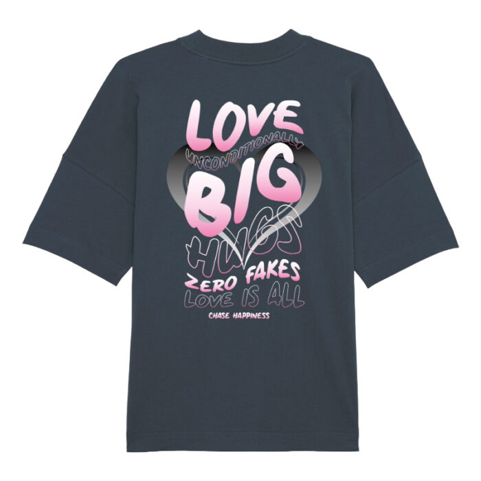 Oversized T-shirt Love Unconditionally India Ink Grey-Pink