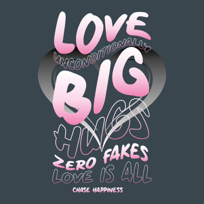 Oversized T-shirt Love Unconditionally India Ink Grey-Pink