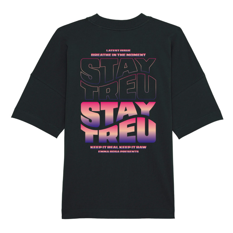 Oversized T-shirt Stay Treu Black-Pink