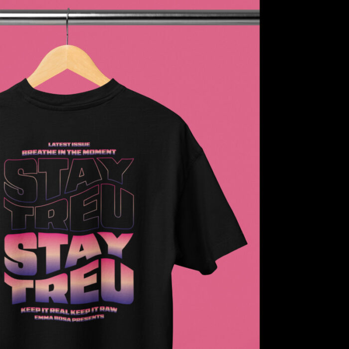 Oversized T-shirt Stay Treu Black-Pink