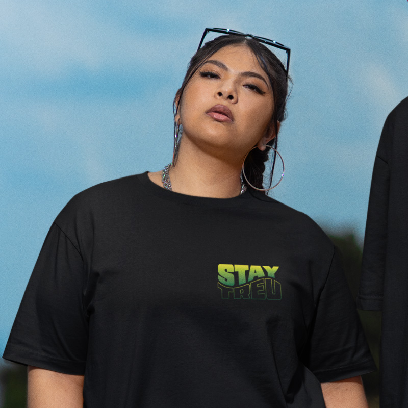 Oversized T-shirt Stay Treu Black-Green