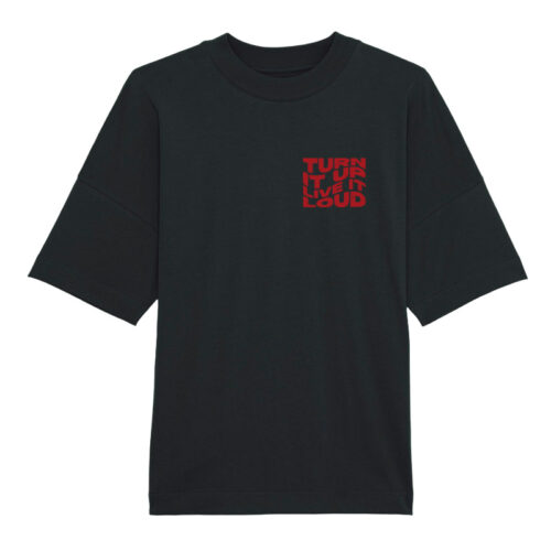 Oversized T-shirt Turn it up Live it loud Black-Red