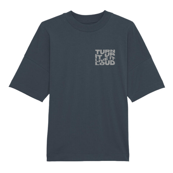 Oversized T-shirt Turn it up Live it loud Grey-Grey