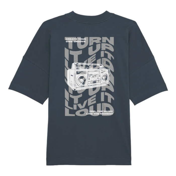 Oversized T-shirt Turn it up Live it loud Grey-Grey