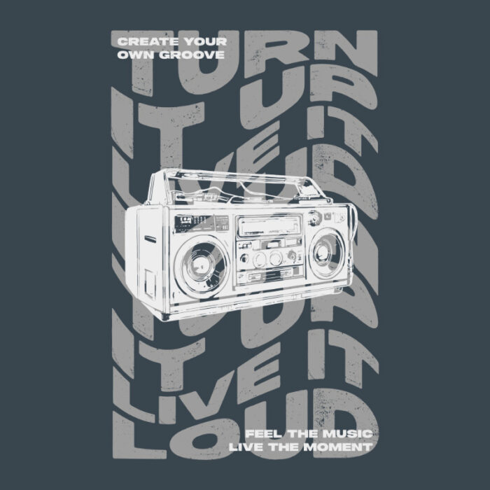 Oversized T-shirt Turn it up Live it loud Grey-Grey