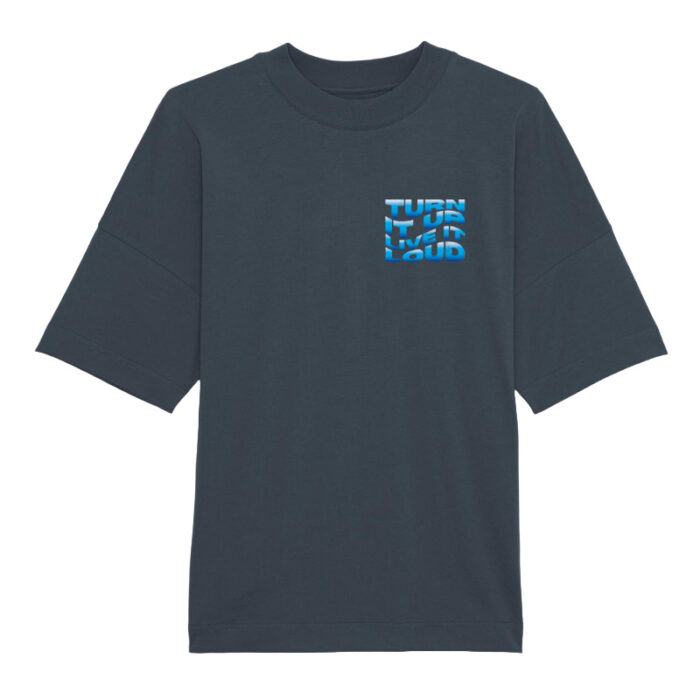 Oversized T-shirt Turn it up Live it loud Grey-Blue