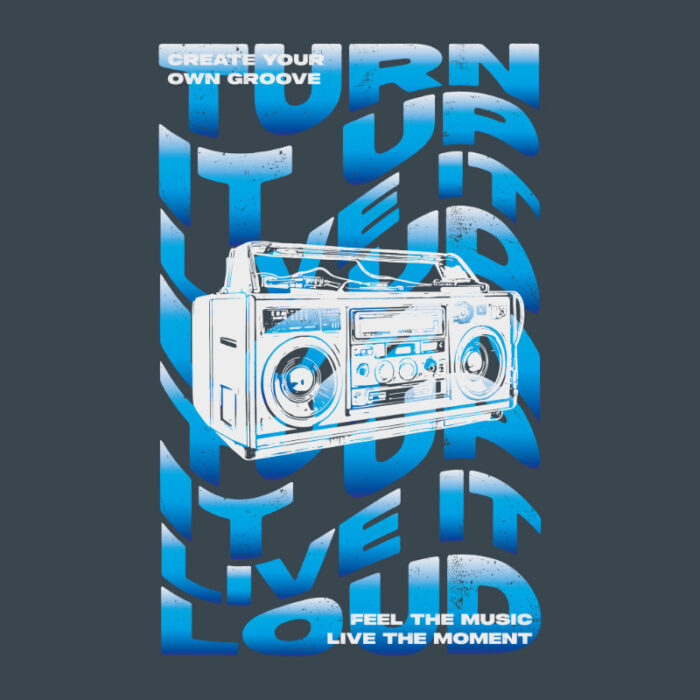 Oversized T-shirt Turn it up Live it loud Grey-Blue