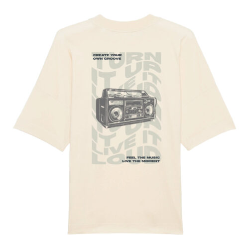 Oversized T-shirt Turn it up Live it loud Natural Raw