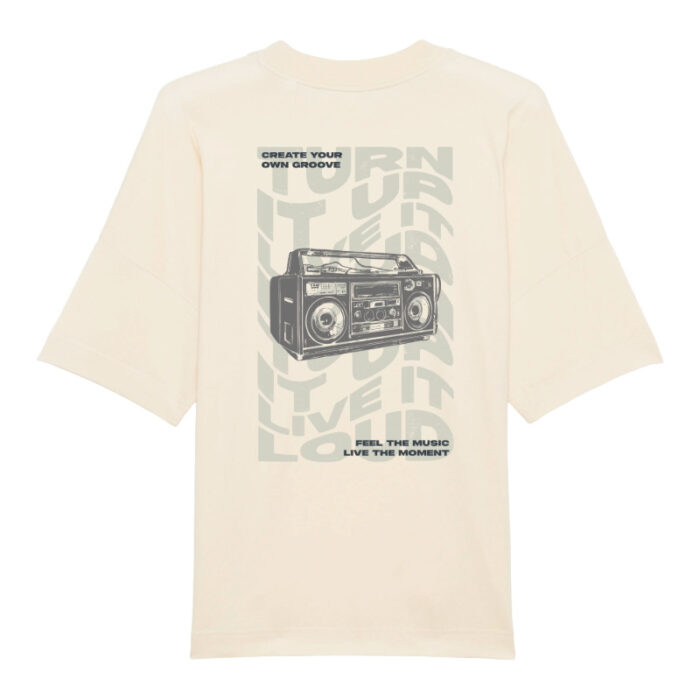 Oversized T-shirt Turn it up Live it loud Natural Raw