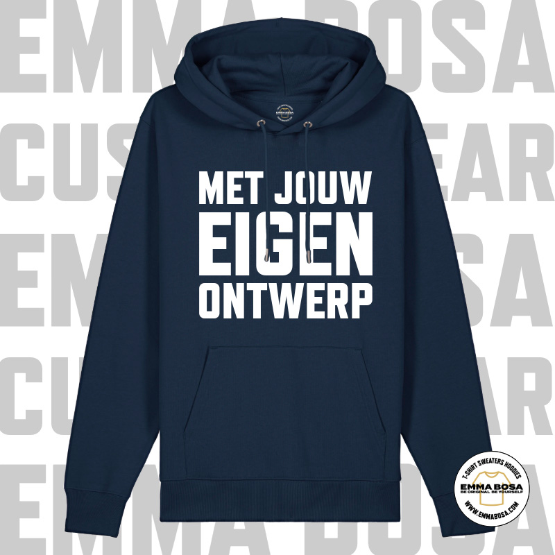 Hoodie Uni Eigen Ontwerp French Navy