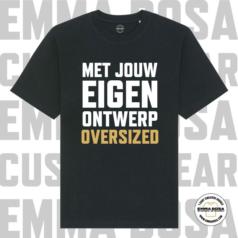 Oversized T-Shirt Eigen Ontwerp Zwart