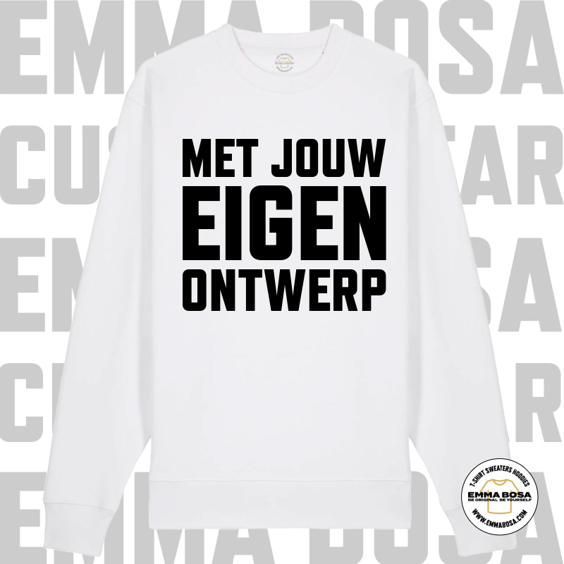 Sweatshirt Uni Eigen Ontwerp Wit