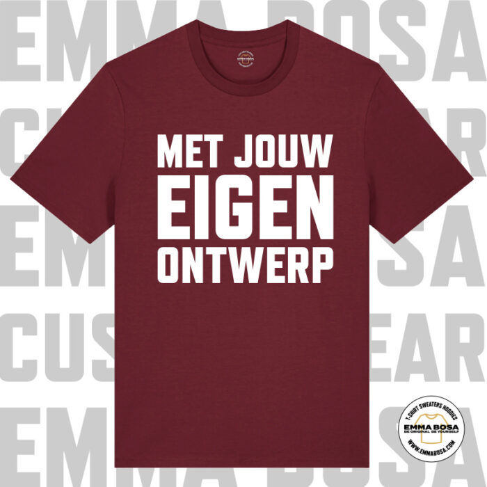 T-Shirt Uni Eigen Ontwerp Burgundy