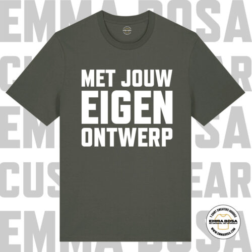 T-Shirt Uni Eigen Ontwerp Khaki