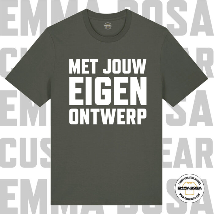 T-Shirt Uni Eigen Ontwerp Khaki