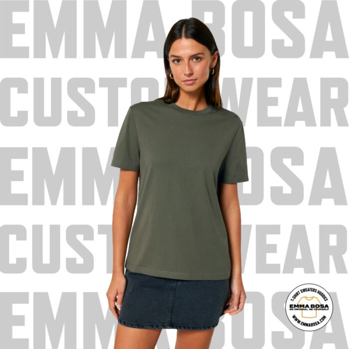 T-Shirt Uni Eigen Ontwerp Khaki